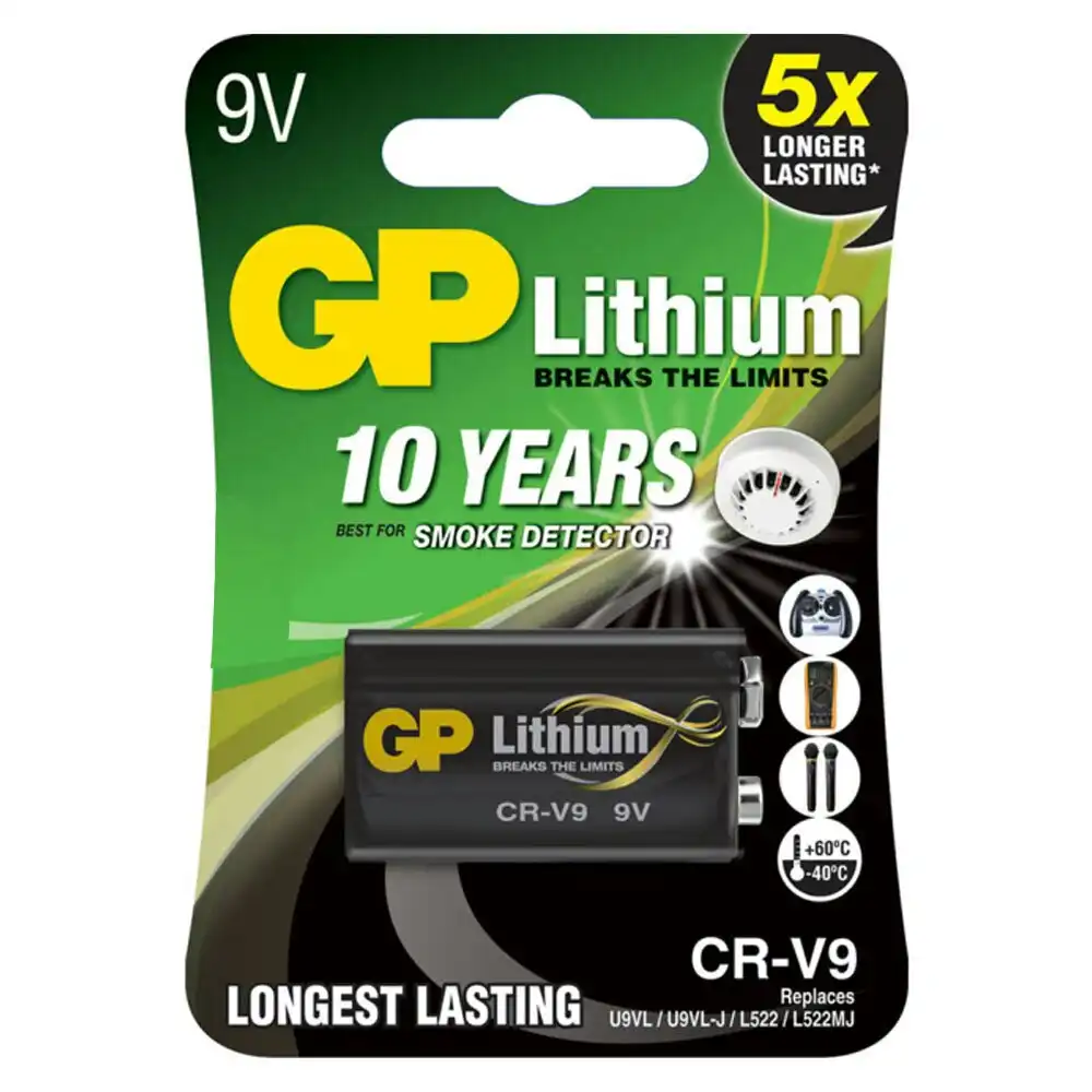 1pc GP 9V Lithium 1200mAh Anti Leakage Battery for Smoke Alarms/Detectors CR9VC1