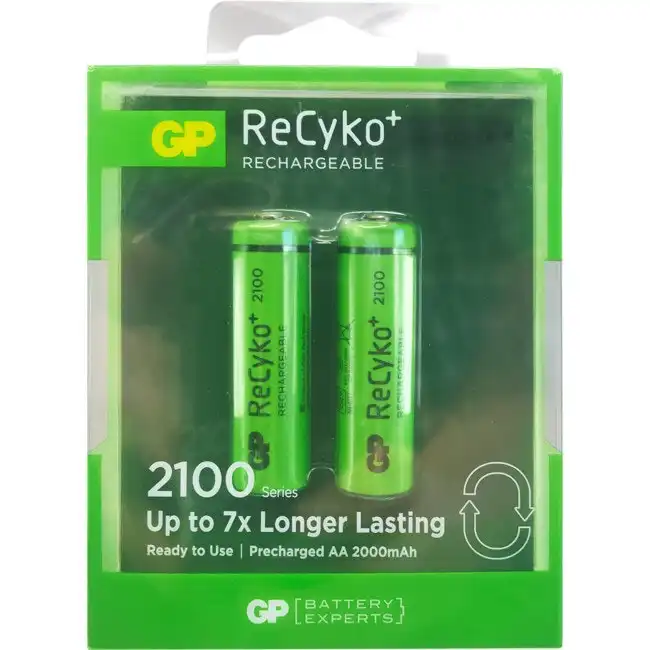 2pc GP ReCyko+ 2100 Series 2100mAh AA Rechargeable 1.2V NiMH Battery f/ Cameras