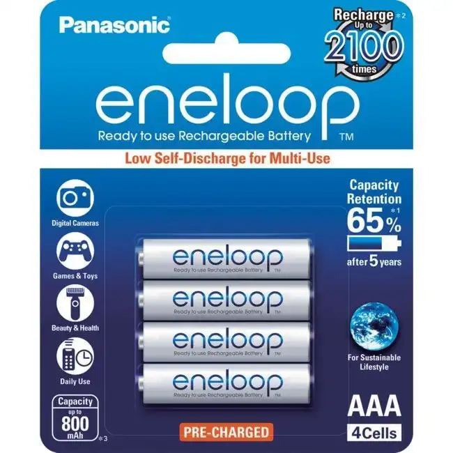 4PK Panasonic Eneloop AAA 750mAh NiMH Rechargeable Pre Charged Reusable Battery