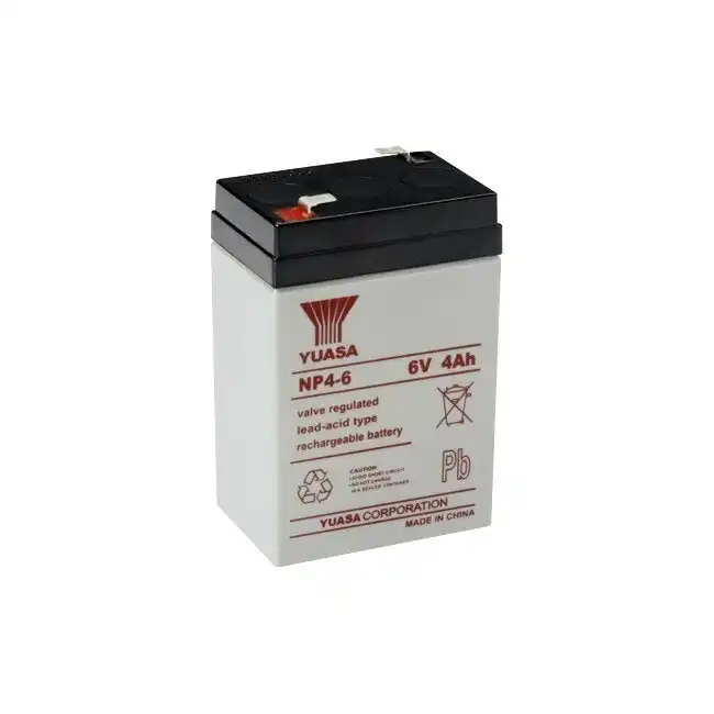 Yuasa 6V 4Ah Rechargeable Battery 4.70mm QC Tab Terminal SLA/Sealed Lead Acid
