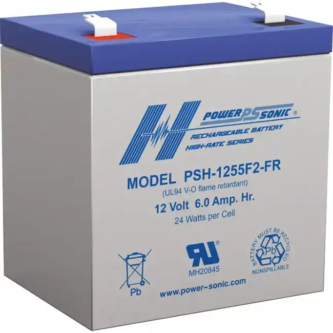 Power Sonic PSH1255 12V 6AH Rechargeable Battery F2 Terminal Sealed Lead Acid