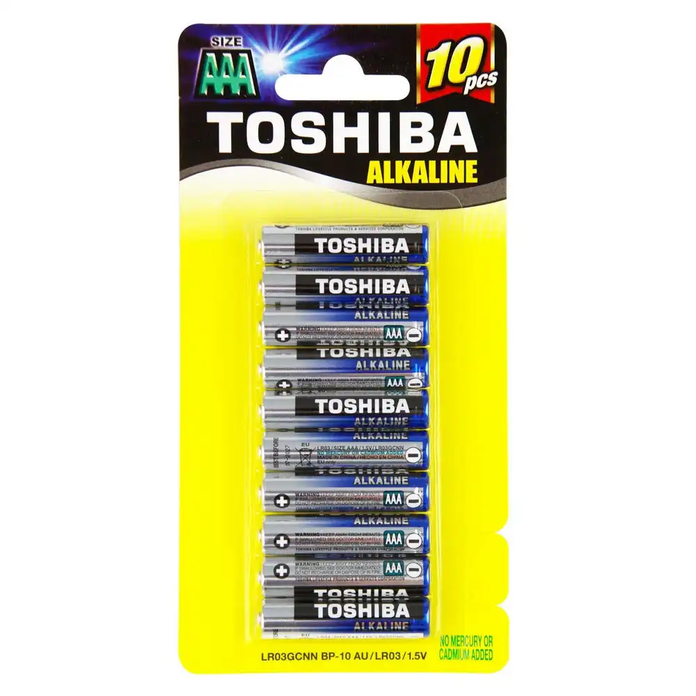 10pc Toshiba Alkaline AAA Battery 1.5V Leakage Resistant No Mercury/Cadmium LR03