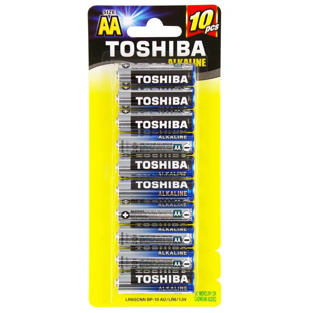 10pc Toshiba Alkaline AA Battery 1.5V Leakage Resistant No Mercury & Cadmium