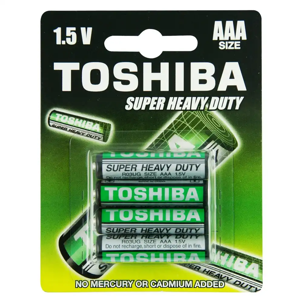 4pc Toshiba 1.5V Super Heavy Duty AAA Battery R03 Lasting Cylindrical Batteries