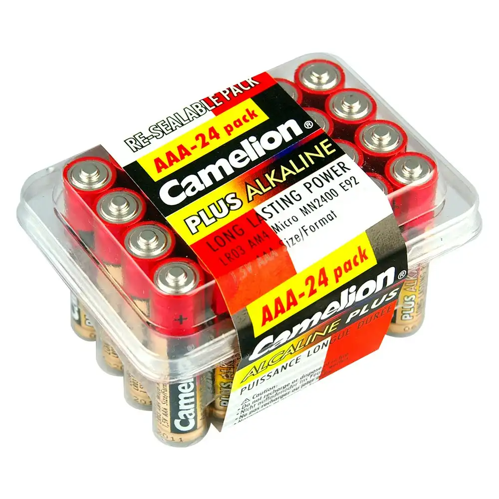 24pc Camelion Plus Alkaline AAA LR03 1.5V Battery Power Cylindrical Batteries