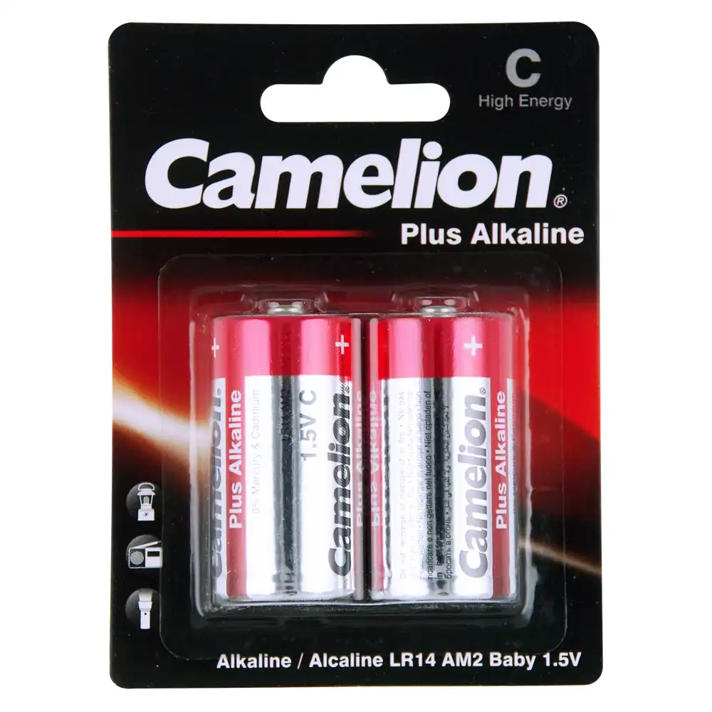 2pc Camelion Plus Alkaline C LR14 AM2 1.5V Battery Cylindrical Power Batteries