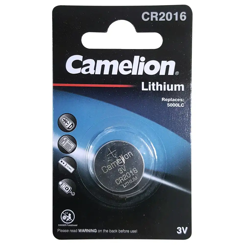 Camelion Lithium Button Cell CR2016 3V Battery Single Card for Watch/Calculator