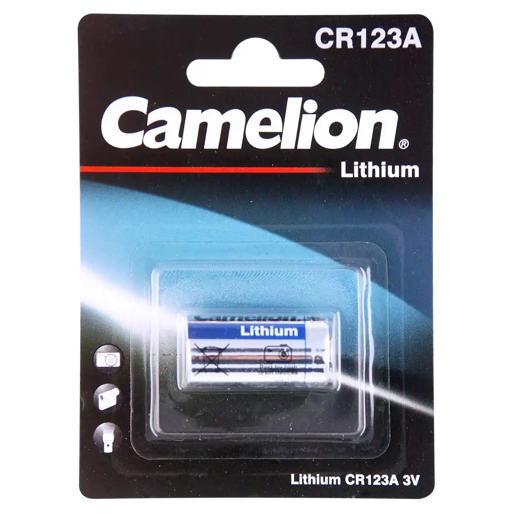 Camelion Lithium 3V CR123A Single Card Long Lasting Battery Cylindrical f/Camera