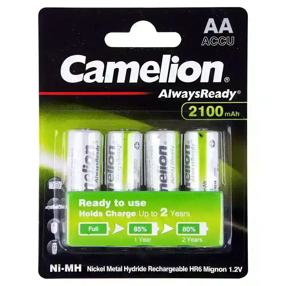 4pc Camelion Ni-MH AA 1.2V Battery 2100mAh Rechargeable HR6 Mignon Batteries