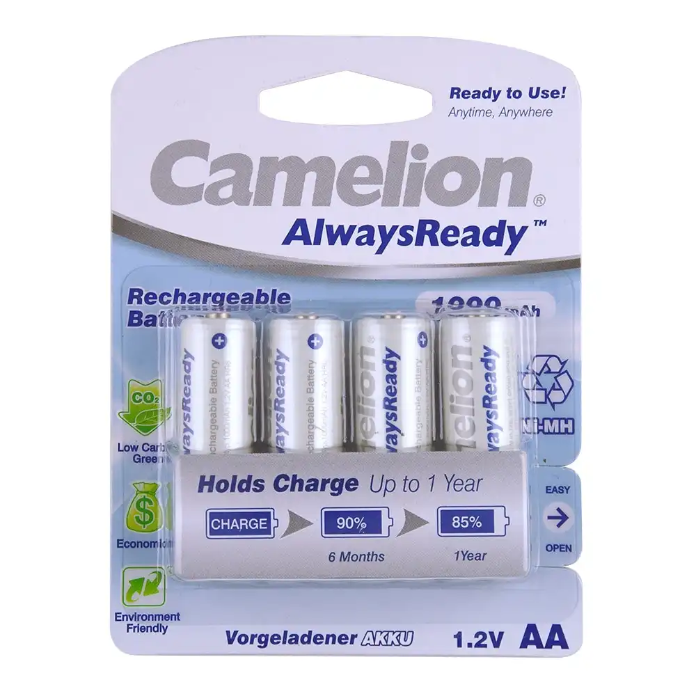 4pc Camelion Ni-MH AA 1.2V Battery 1000mAh Rechargeable HR6 Mignon Batteries