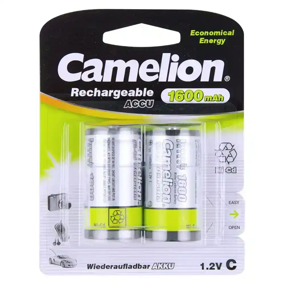 2pc Camelion Ni-CD C 1.2V 1600mAh Battery Cylindrical Rechargeable Batteries