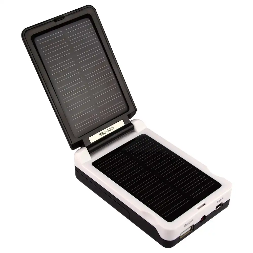 Camelion Portable Solar Battery Charger/USB Power Bank/Tester for AA/AAA Black