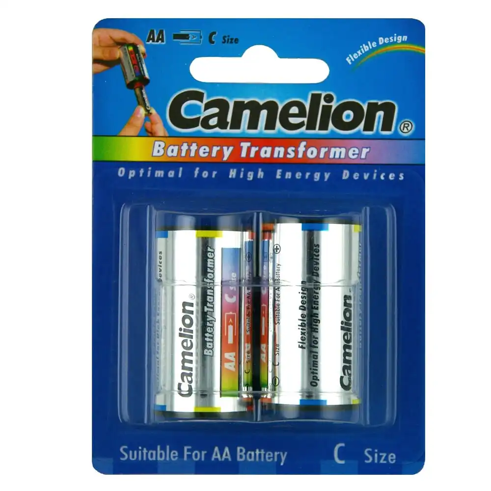 Camelion C Size Adaptor/Battery Transformer Optimal Adapter for AA Batteries