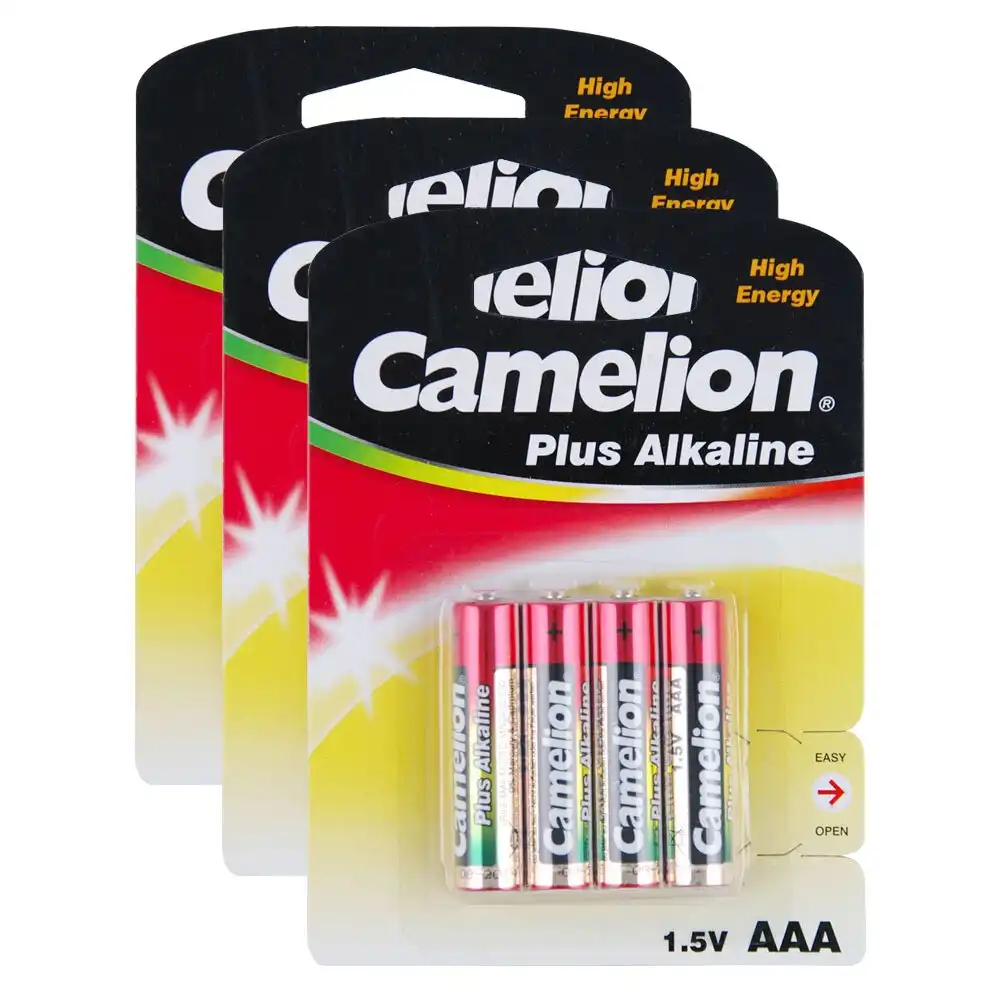 3x 4pc Camelion Alkaline AAA LR03 AM4 Battery 1.5V Micro Cylindrical Batteries