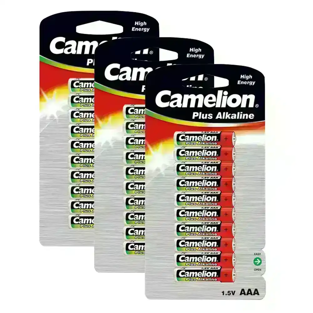 3x 10pc Camelion Plus Alkaline AAA LR03 1.5V Battery Power Cylindrical Batteries