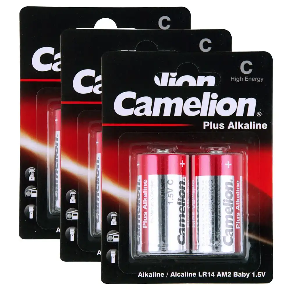 3x 2pc Camelion Alkaline C LR14 AM2 1.5V Battery Cylindrical Power Batteries