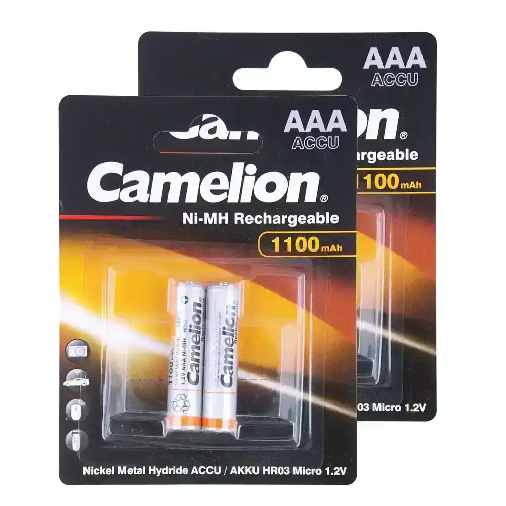 2x 2pc Camelion Ni-MH AAA 1.2V Battery 1100mAh Rechargeable HR03 Micro Batteries