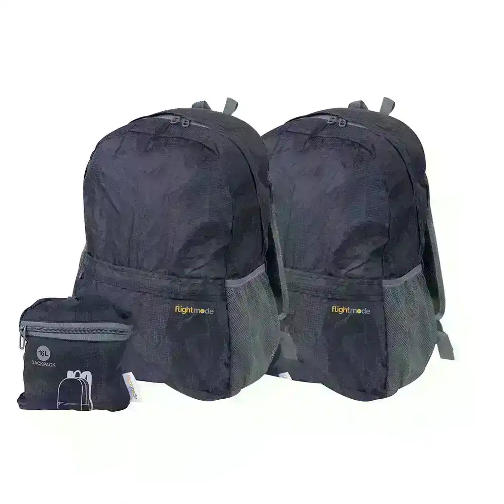 2x Flight Mode 16L Foldable 31cm Compact Ultralight Polyester Travel Backpack