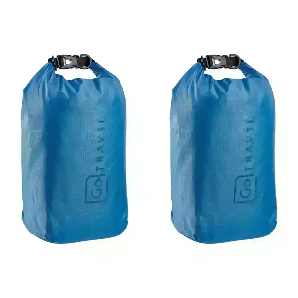 2x Go Travel 5L Roll Lift Lock 36x27cm Wet Or Dry Bag Foldable/Lightweight Blue