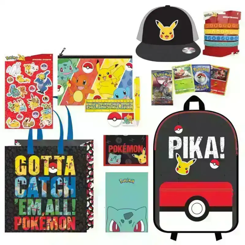 Pokemon Jnr Kids Showbag Cap/Backpack Stationery/Stickers Set Wristbands/Wallet