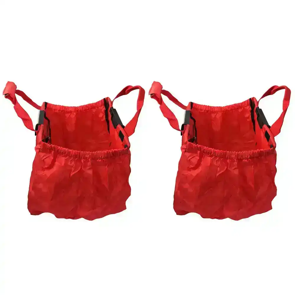 2PK Multi Purpose Clip + Carry Bag for Shopping Trolley Waterproof Compact Red