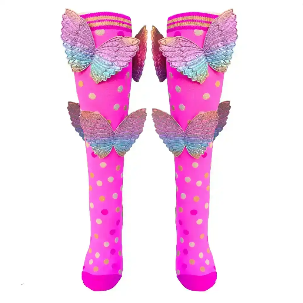 MADMIA Butterfly Long Knee High Socks Pair Kids/Adult Unisex Girl/Women Pink