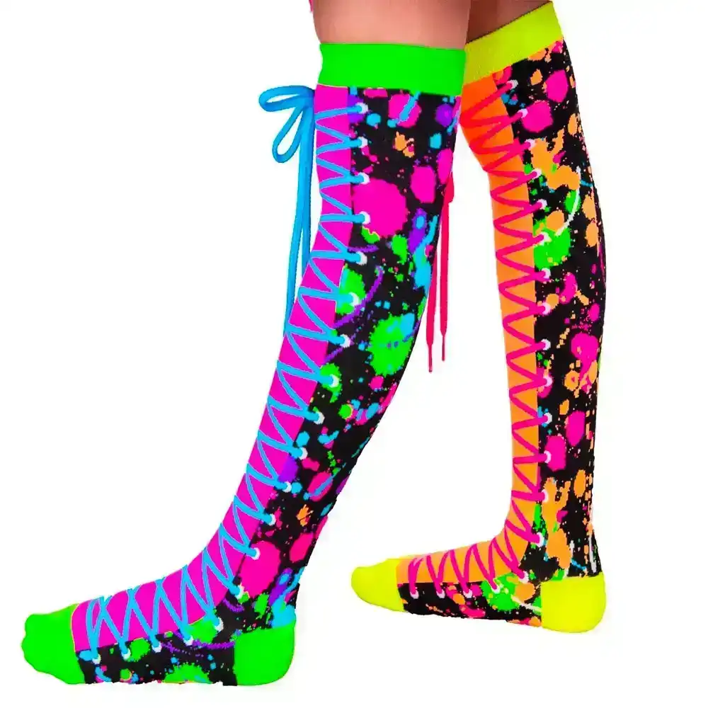 MADMIA Colour Run Spotty Long Knee High Socks Pair Kids/Adult Unisex Girl/Women