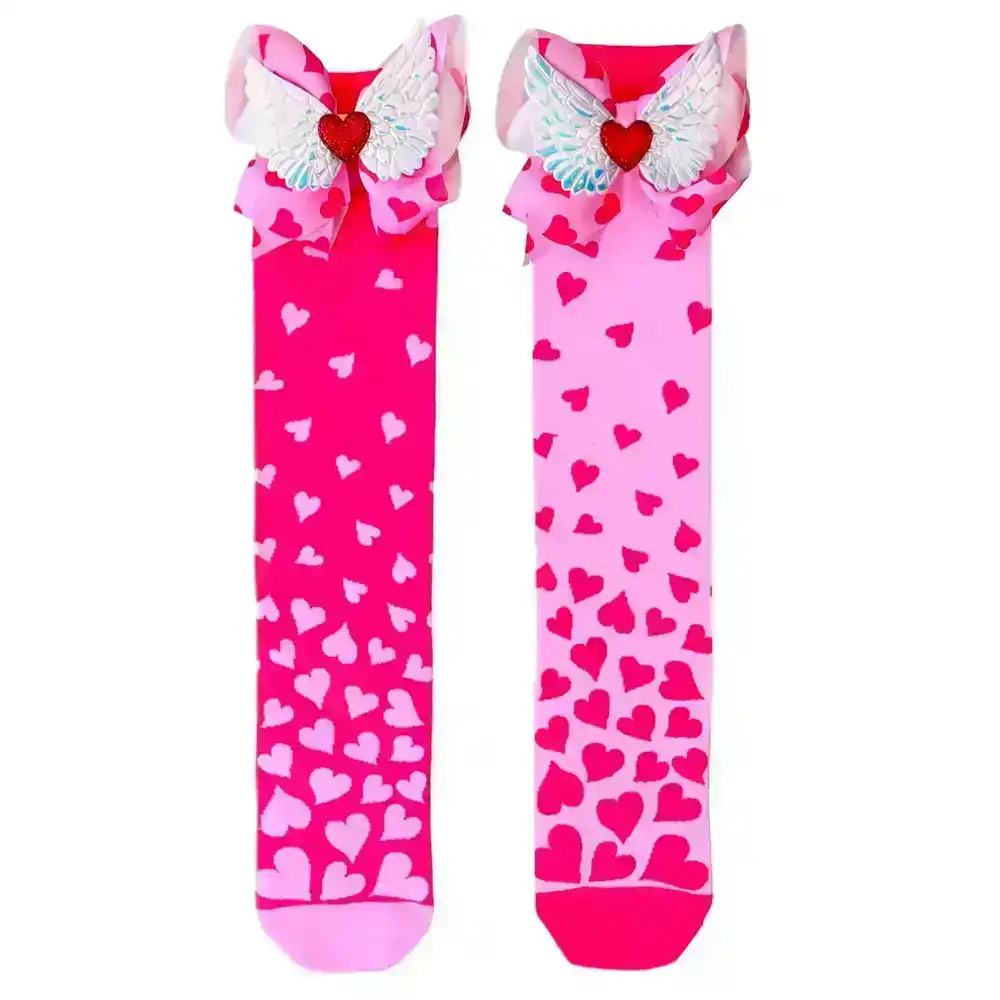 MADMIA Love Heart Long Knee High Socks Pair Kids/Adult Unisex Girl/Women Pink