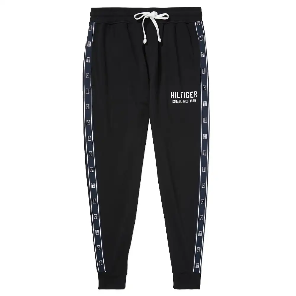 Tommy Hilfiger Men Size M French Terry Pyjama Sleepwear Cuffed Jogger Pants BLK