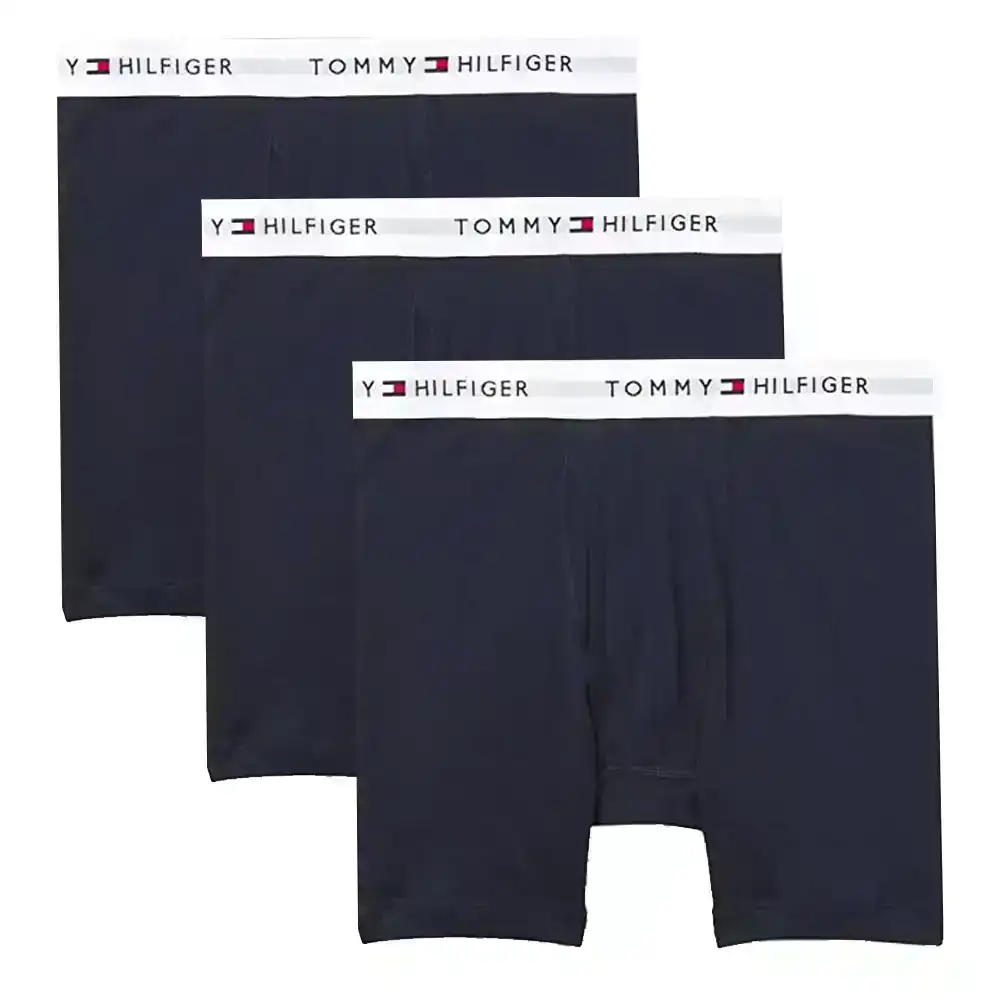 3PK Tommy Hilfiger Men's S Size Cotton Classic Boxer Briefs Underwear Navy Blue