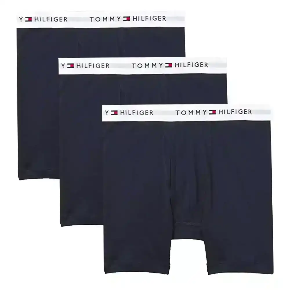 3PK Tommy Hilfiger Men's M Size Cotton Classic Boxer Briefs Underwear Navy Blue