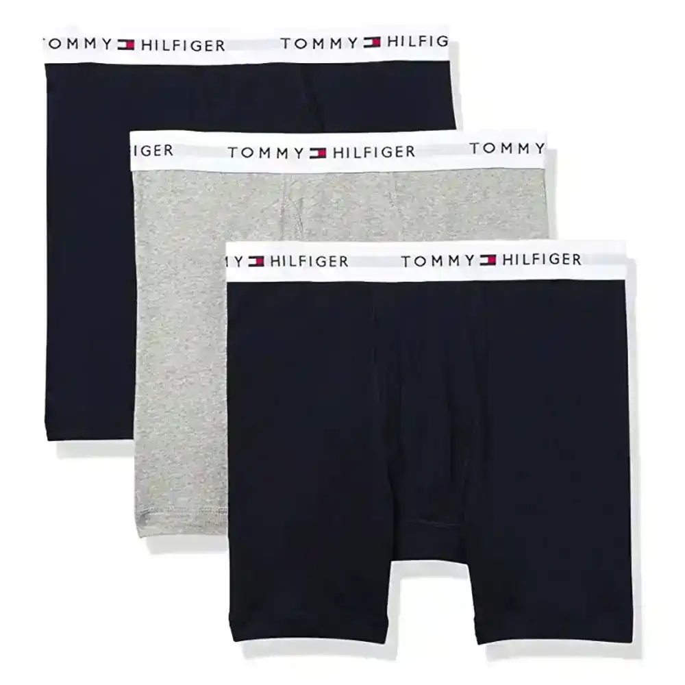 3PK Tommy Hilfiger Men's M Size Cotton Classic Trunk Underwear Multi Black/Grey