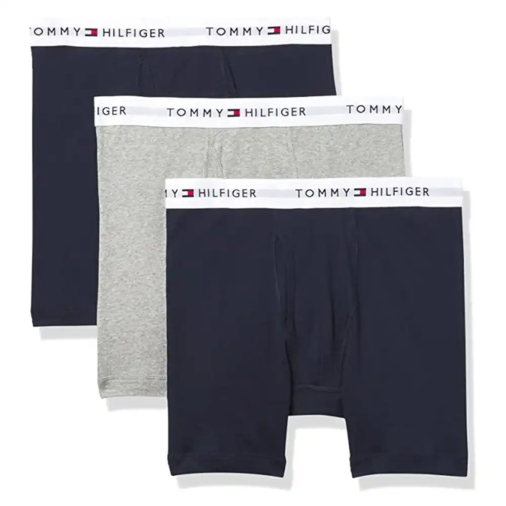 3PK Tommy Hilfiger Men's L Size Cotton Classic Trunk Underwear Multi Navy/Grey