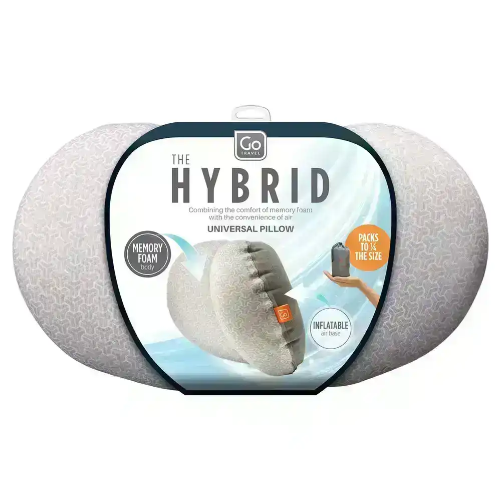 Go Travel Hybrid Universal Memory Foam Inflatable Head/Neck/Back Travel Pillow