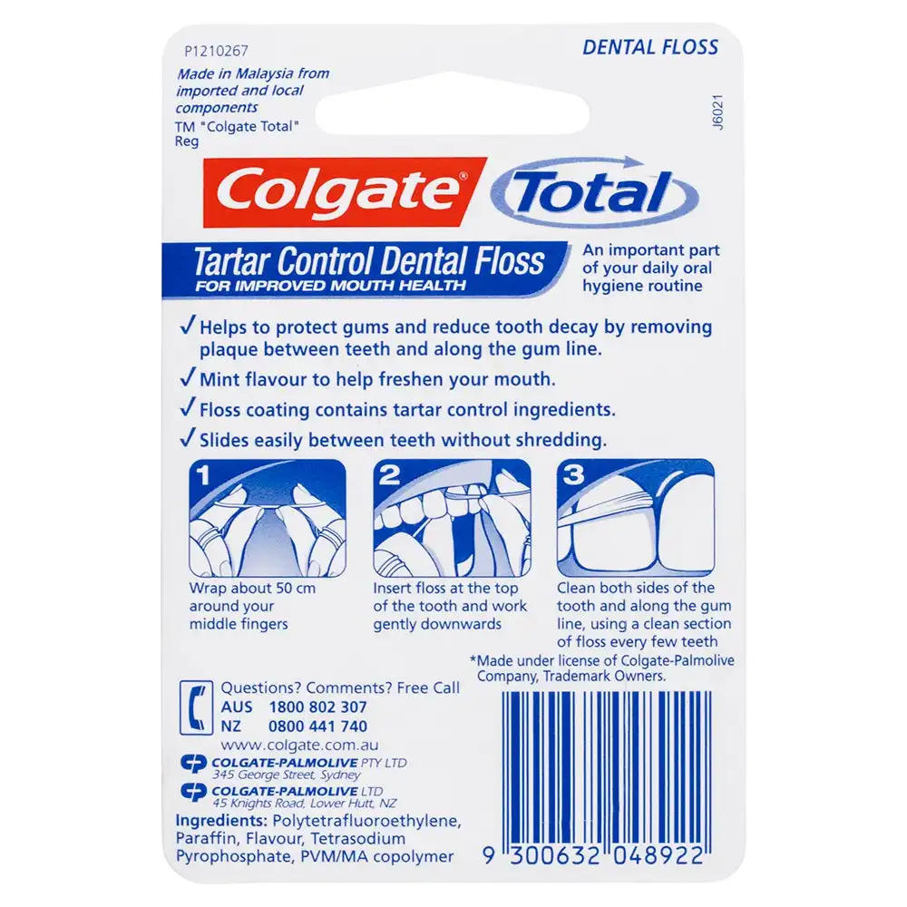 25m Colgate Total Tartar Control Dental Floss/Flossers Teeth/Oral Care Mint