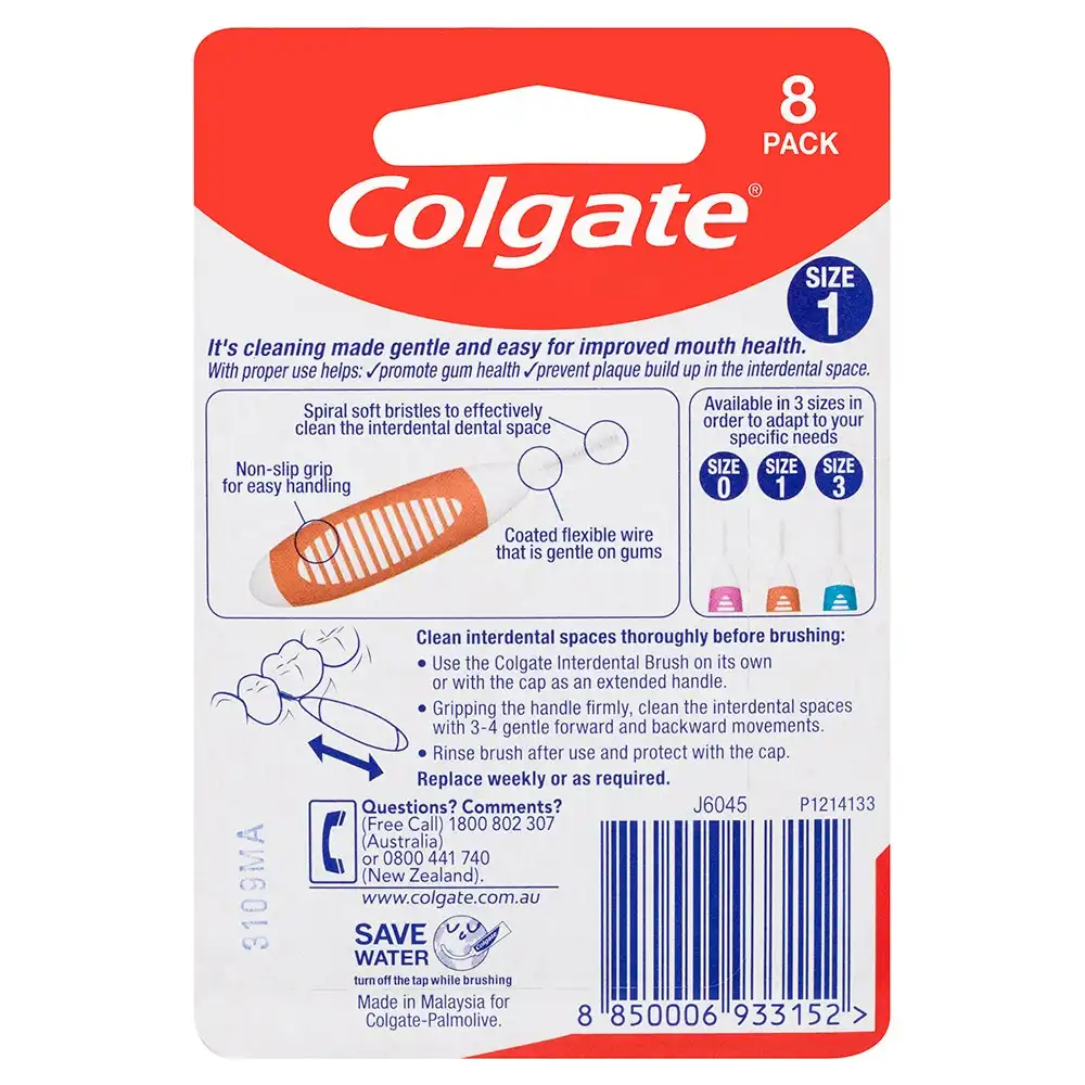 16pc Colgate Interdental Brush Floss Size 1 Teeth Cleaning Toothbrush Oral Care