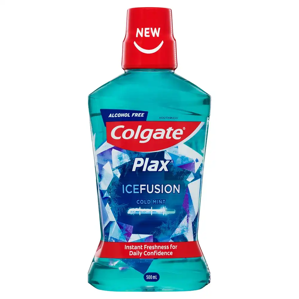 Colgate 500ml Plax IceFusion Cold Mint Mouthwash Alcohol Free Oral Care