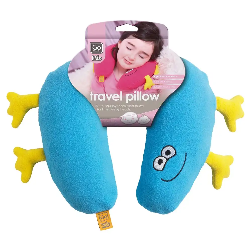 2x Go Travel Baby/Toddler Car Seat/Flight Head/Neck Support Foam Pillow Blue 6m+