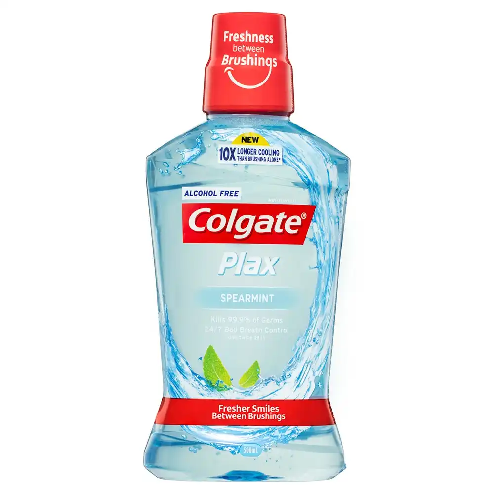 2x Colgate 500ml Plax Spearmint Mouthwash Alcohol Free Mouth Wash Oral Care