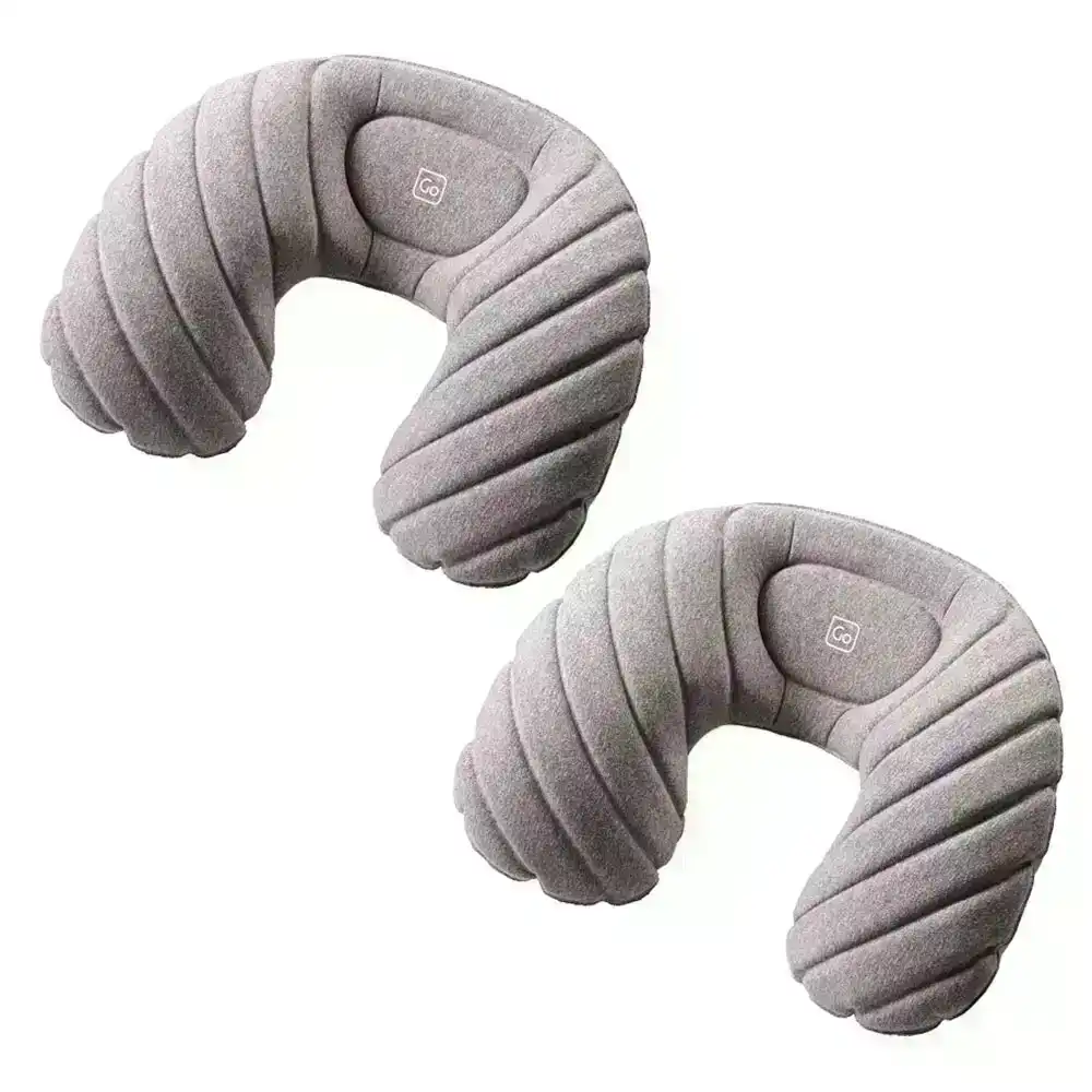 2PK Go Travel Fusion Inflatable Neck Pillow Travel/Flight Support Cushion Grey
