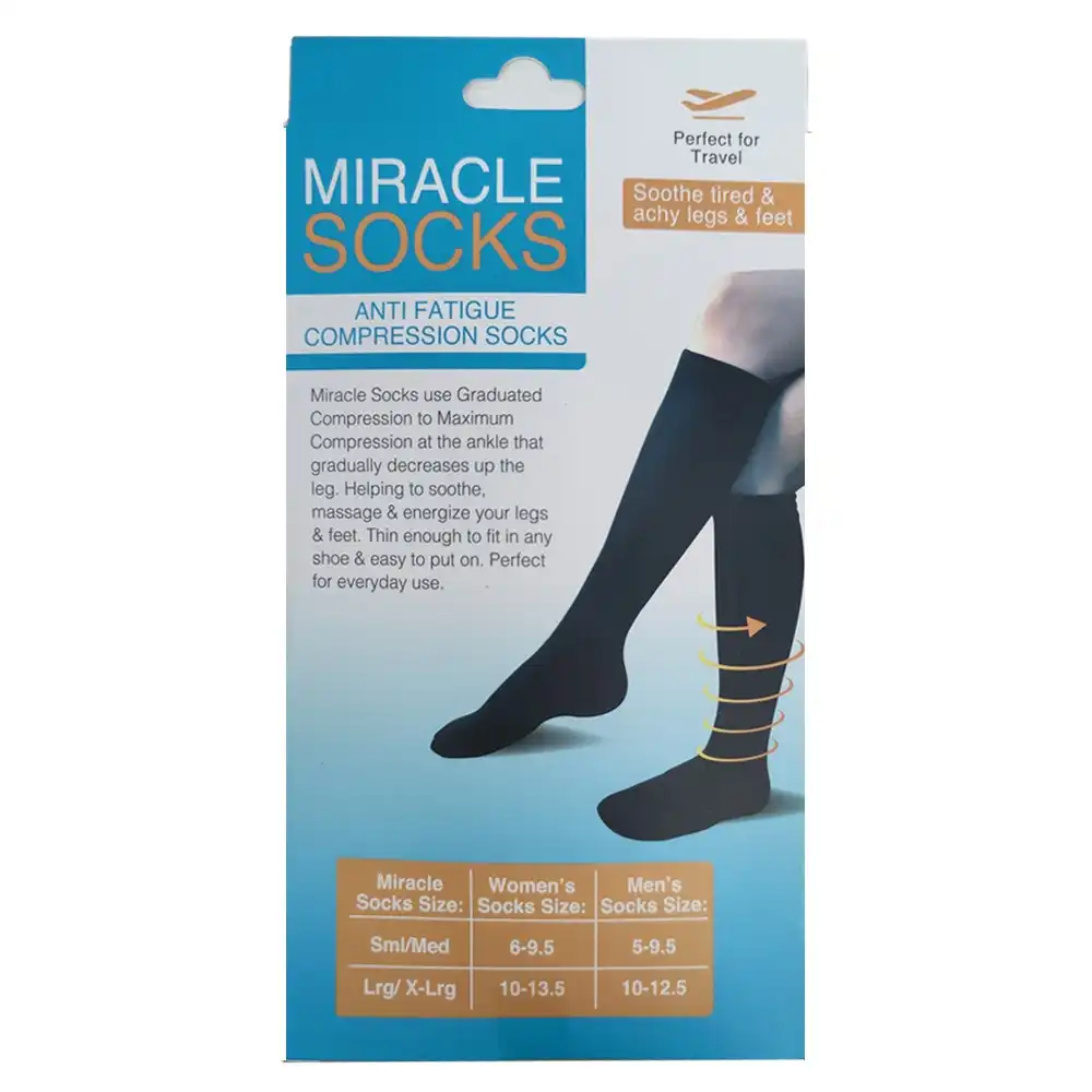 Miracle Anti-Fatigue Knee-High Compression Medical Socks Leg Support Pair S/M BK