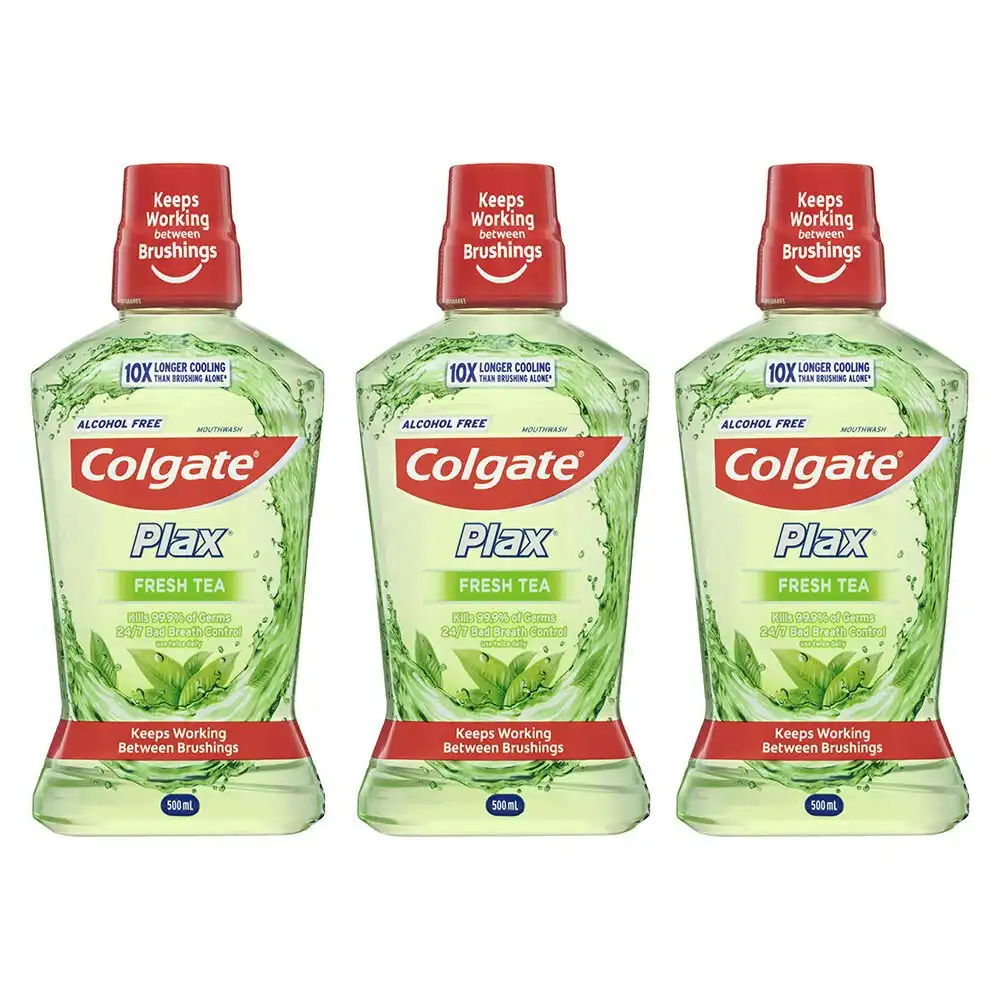 3x 500ml Colgate Plax Mouthwash Fresh Tea Dental/Teeth Hygiene/Cleaning/Health