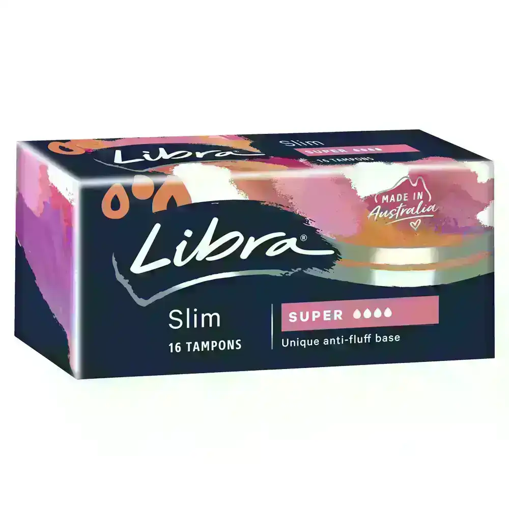 16pc Libra Super Absorbent Tampons Slim Tapered Design Anti-Fluff Base Womens