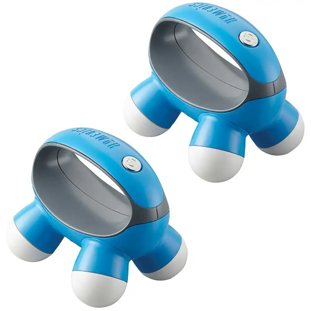 2x Homedics QuaD Portable Electric Hand Held Vibration Massager Body/Back - Blue