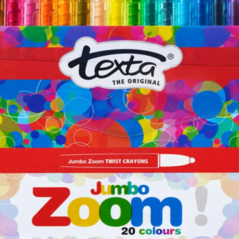 20pc Texta The Original Jmbo Zoom Kids Non Toxic Twist Colouring Crayons Wallet