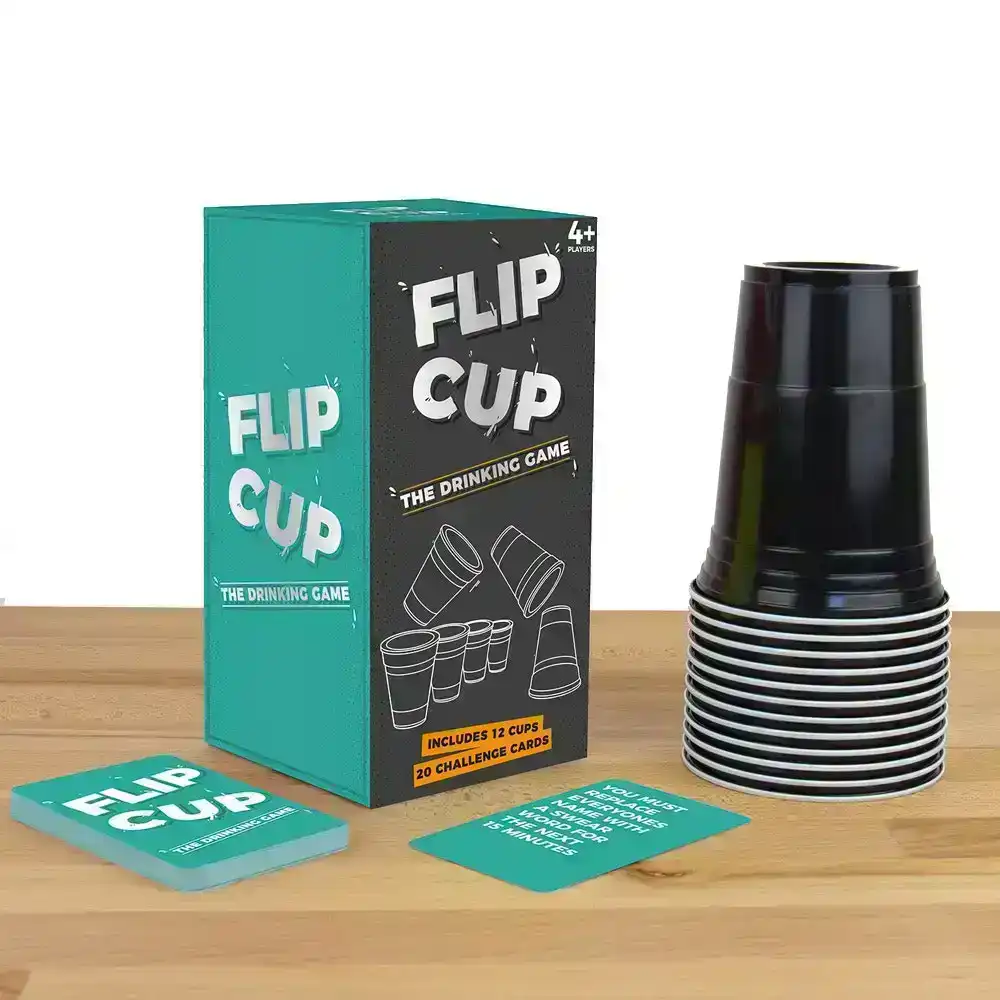 Gift Republic Flip 12pc Cup & 20pc Card Drinking Family Party Playing Game Set