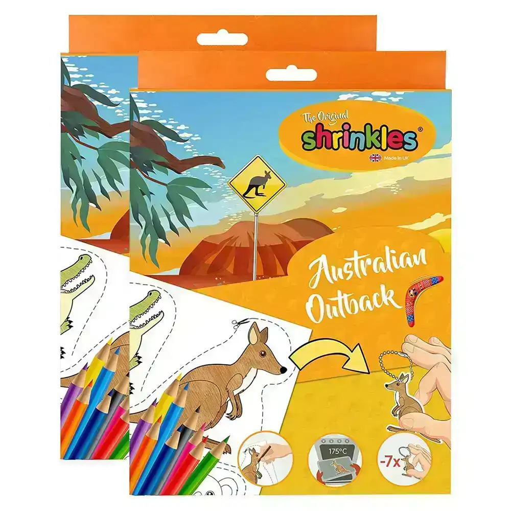 2x Shrinkles Australian Outback Bumper Box Colouring Pencils 35cm Fun 4y+ Kids