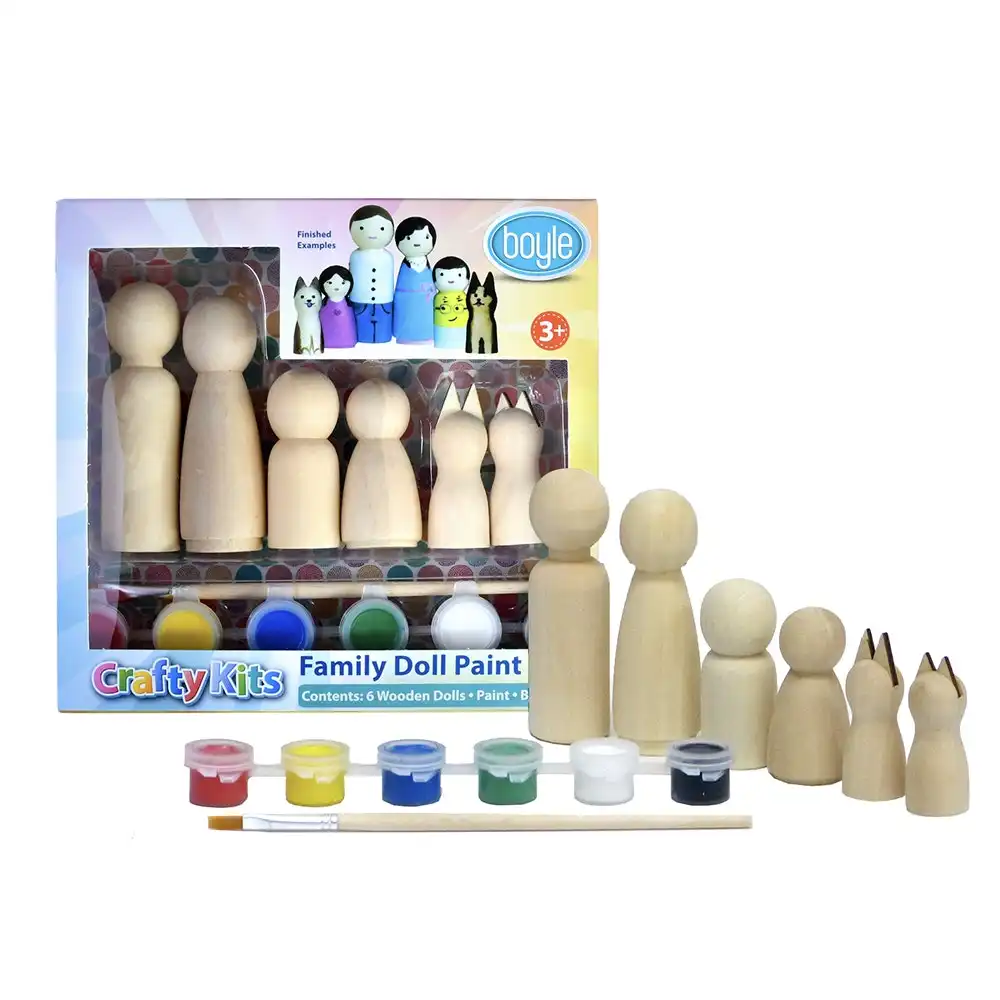 Boyle Wooden Doll Family DIY Craft Kids/Children Creativity Play Brush Paint Kit