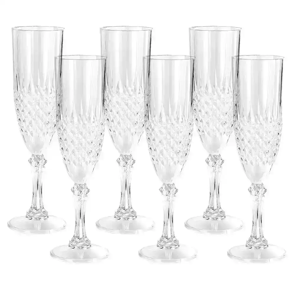 6x Lemon & Lime Crystal Deco 230ml Plastic Champagne Glass Sparkling Wine Flute