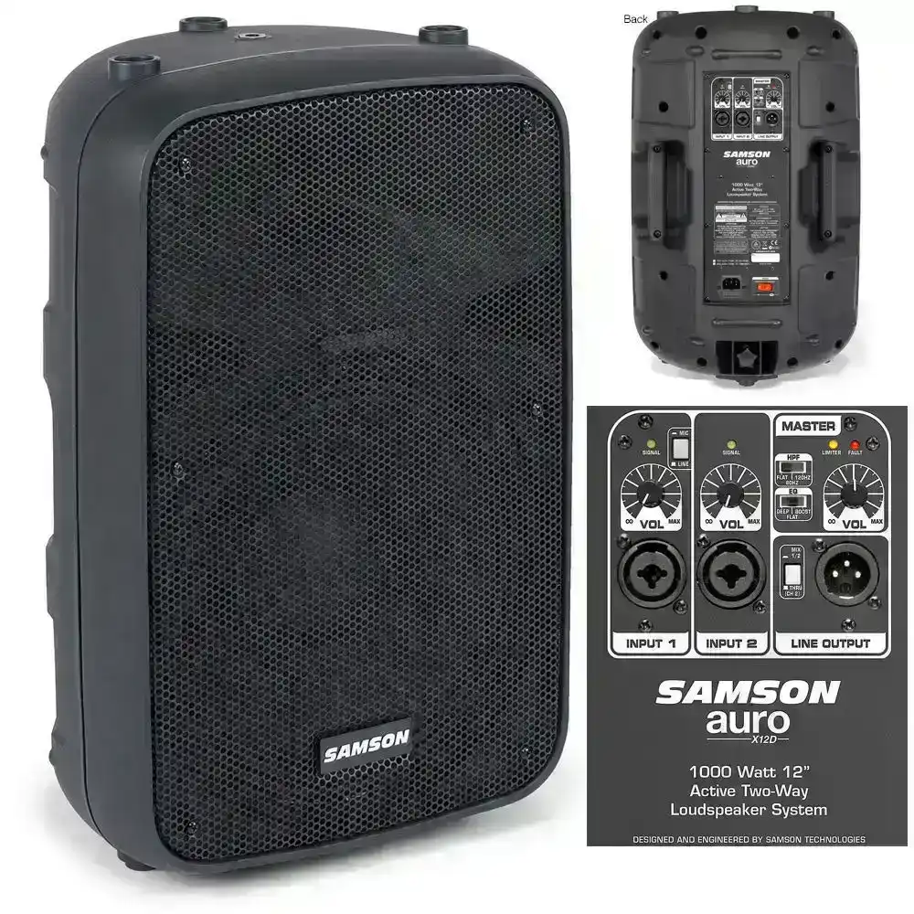 Samson Auro X12D 1000w PA Speaker System f/ Instruments/Gig/Events/Mic/Guitar/DJ